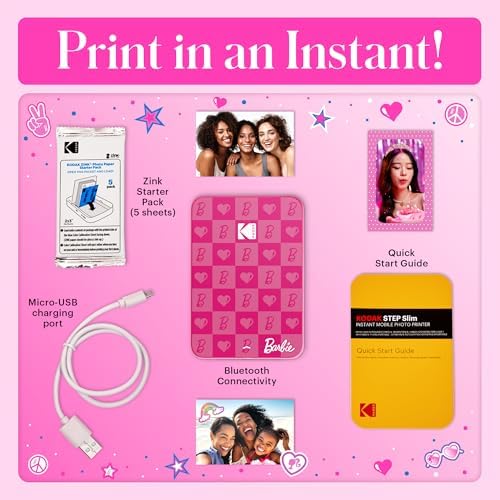 Kodak x Barbie Instant Smartphone Portable Photo Printer, Full Color, Wireless, Zink 2x3” (5.1x7.5 cm) Sticky-Back Photos, Print from iOS & Android Devices with Fun Editing App, Iconic Style - Image 3
