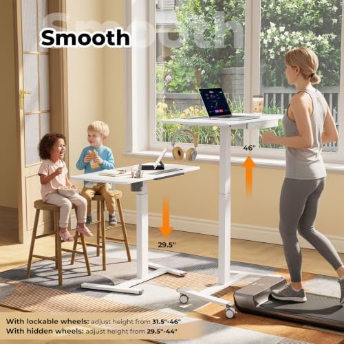 40"×20" Mobile Desk with Drawer, Rolling Desk with Storage - Image 5