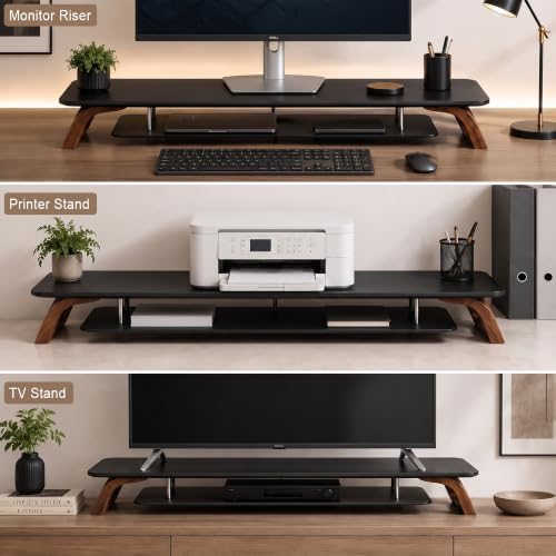 42.5''Dual Monitor Stand Riser for 2 Monitors with Acacia Wood, Black - Image 5