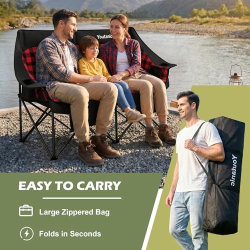 Youtanic Double Camping Chair, Heavy Duty 650lbs Padded Loveseat for Adults - Image 4
