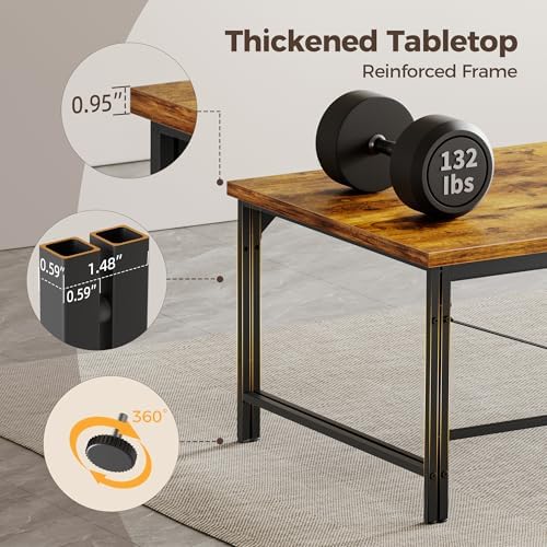 Mericonia 48 Inch Computer Desk, 1" Thick Small Office Table, Brown - Image 4