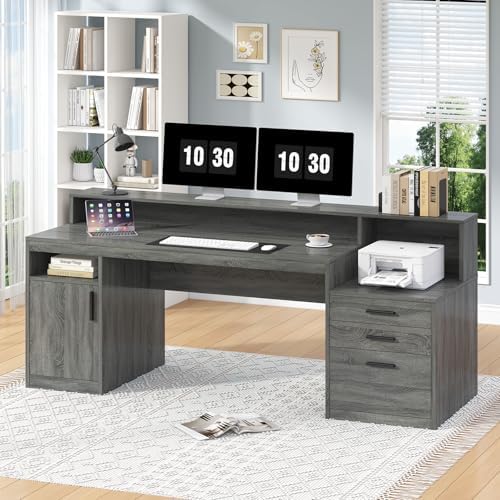 YOMILUVE 65" Computer Desk with 3 Drawers & Printer Shelf for Home Office - Image 6