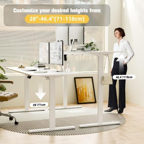 67"x24" Standing Desk, Height Adjustable Sit-Stand Home Office, White - Image 4