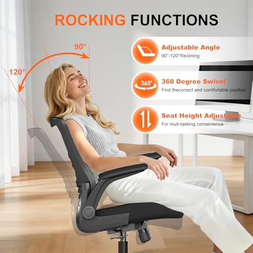Ergonomic Office Chair, Comfy Mesh Desk Chair with Flip-up Armrests - Image 6