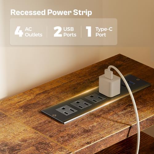 Huuger 47 inch Computer Desk with Power Outlets & 4 Drawers - Image 4