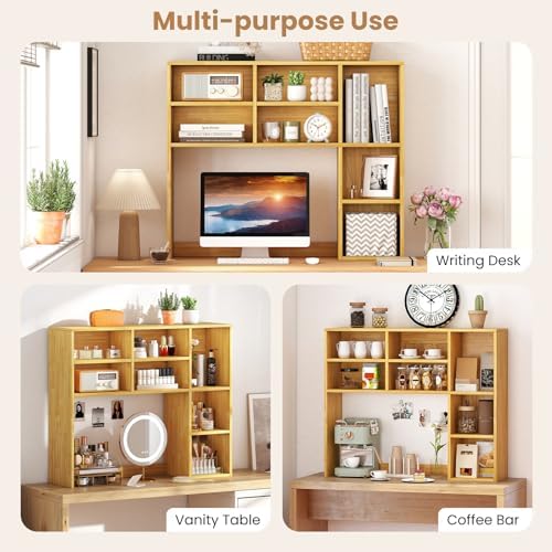BECOMFORT Desk Hutch with 7 Cubes, Up to 27" Computer Monitor College Dorm - Image 4