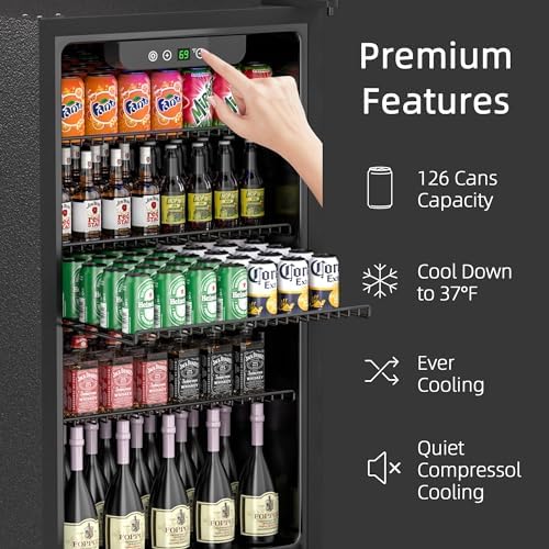Erivess 3.2 Cu Ft Mini Fridge, 126 Cans Freestanding Beverage Refrigerator - Image 3