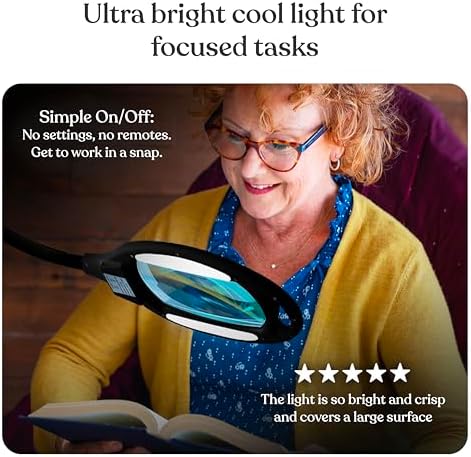 Brightech LightView Pro Magnifying Floor Lamp - Hands Free Magnifier with Bright LED Light for Reading - Work light With Flexible Gooseneck - Standing Mag Lamp - Image 3