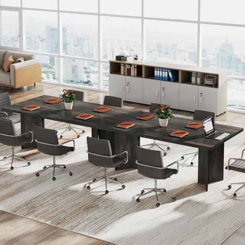 Tribesigns 63-inch Executive Desk, Vintage Office Computer Desk with Large Tabletop, Farmhouse Wood Writing Conference Table Workstation for Home Office, Study, Dark Gray - Image 5