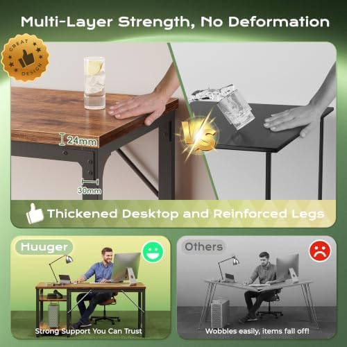 Huuger 55'' x 19.7'' Computer Desk with Power Outlets, 0.95'' Thick Desktop - Image 4