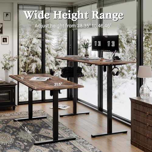 Monomi Large Electric Standing Desk 71“x31.5“ Height Adjustable,Brown - Image 2