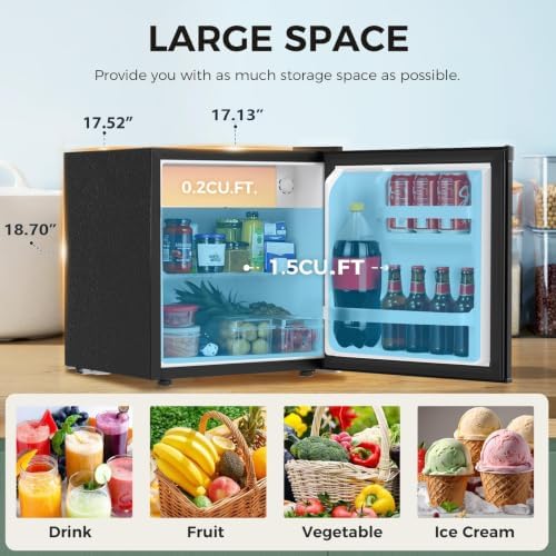 Antarctic Star Compact Refrigerator Mini Fridge with Freezer, Single Reversible Door, Dorm Fridge, Wire Shelf, Defrost Button, for Bedroom, Office, kitchen, 1.7 Cu. Ft, Black - Image 3