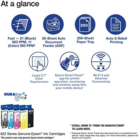 Epson Workforce Pro WF-3820 Wireless All-in-One Printer with Auto 2-Sided Printing, 35-Page ADF, 250-sheet Paper Tray and 2.7" Color Touchscreen (Renewed) - Image 3