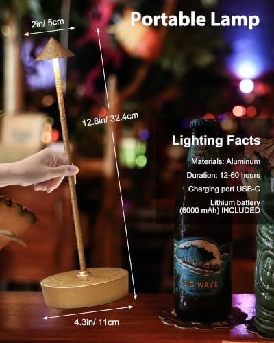 Cordless Table Lamps Rechargeable 6000mAh Battery Operated LED Desk Lamp - Image 4