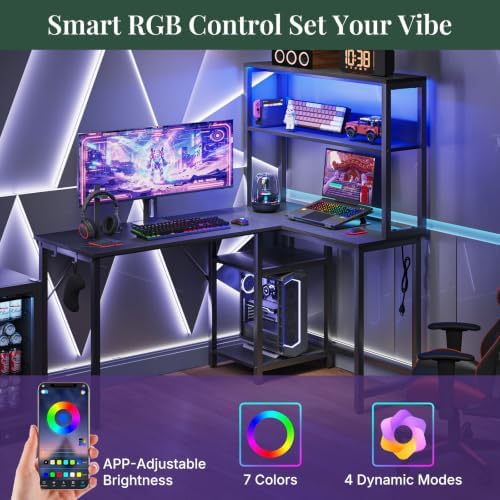 53" L Shaped Gaming Desk Reversible Corner Desk for Home Office - Image 4