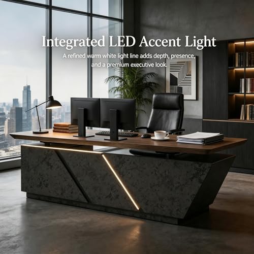 SAINTCY 86.6" Large L-Shaped Executive Standing Desk, Right Return - Image 6