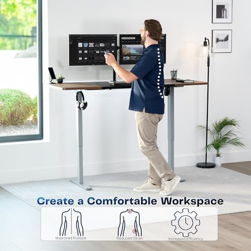 VIVO Black/Vintage Brown 71 x 30 in Standing Desk, DESK-KIT-1G7BN - Image 3
