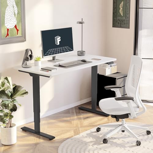 FLEXISPOT E6 3-Stage Dual Motor Electric Standing Desk 55 x 28 Sit Stand Up Desk, Holds 220 lbs, Adjustable Height w/Memory Presets, One-Piece White Desktop & Black Frame, Ships in 2 Boxes - Image 2