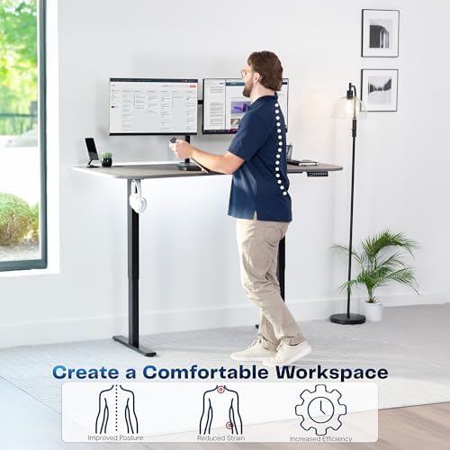 VIVO Dark Gray 63 x 32 in Standing Desk, DESK-KIT-1B1G - Image 4