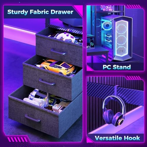 Casaottima 55 Inch Gaming Desk with Hutch & LED Lights & PC Tower Stand - Image 5