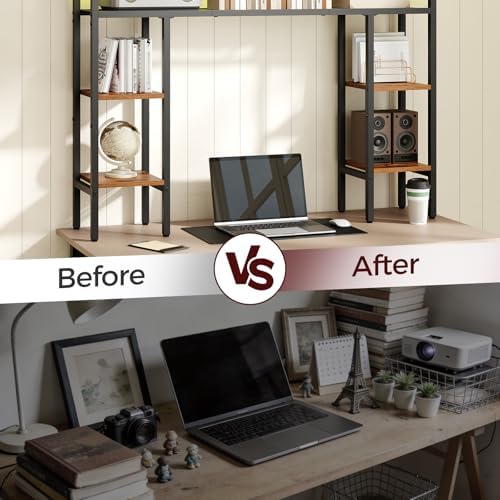 MAHANCRIS Desk Shelf, 43.3" Desk Hutch with Light Strip - Image 5