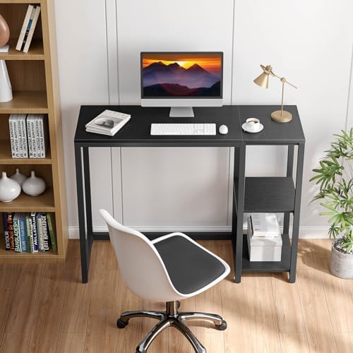 SINPAID 40" Small Gaming Computer Desk with Shelves for Home Office, Black - Image 5