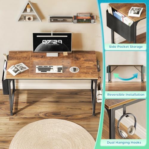 PRAISUN 47'' Computer Desk with Fabric Storage Bag - Image 4
