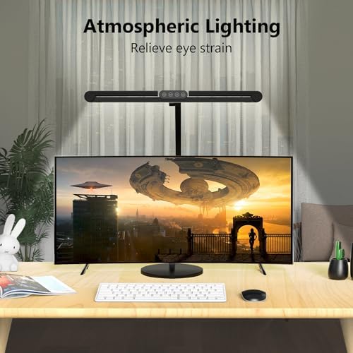 Micomlan Architect Desk Lamp with Remote Control, Adjustable Led Desk Light for Home Office with Base, 24W Bright Auto Dimming Table Light Rotatable Office Lamp with Swing Arm for Computer Cafting - Image 3