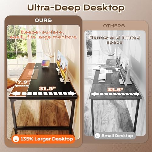 Huuger 63 x 31.5 inch Desk with Power Outlets & 0.95 Inch Thicker Desktop - Image 5