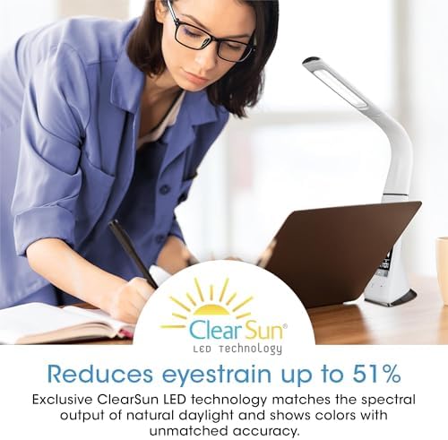 OttLite Thrive ClearSun LED Lamp with USB, White - Image 4