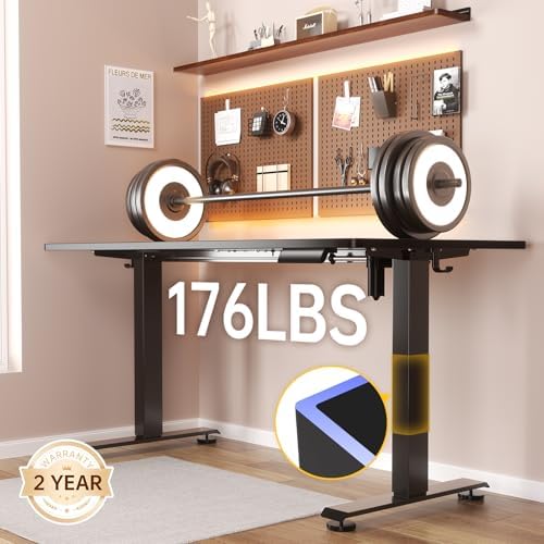 Veken 63×27.6 Inch Large Electric Standing Desk, Gaming Table, Black - Image 4