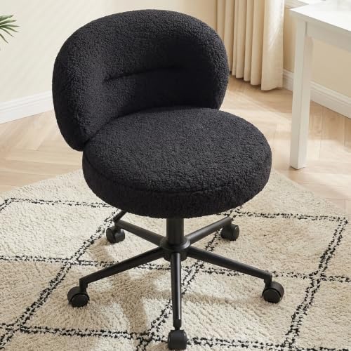 Homkdom Round Vanity Chair with Silent Wheels, 17.32" Wide Seat by ElevateYourHome%EF%BC%8CEnhanceEver