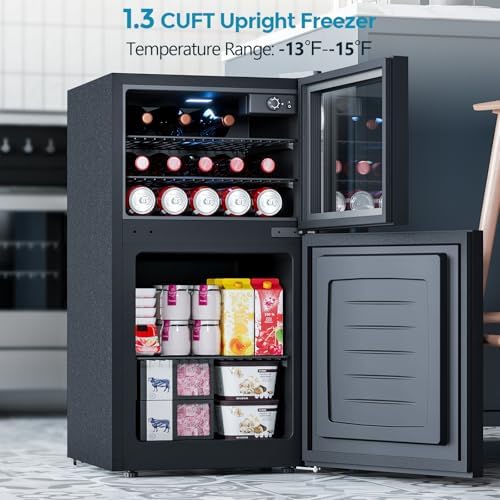 COWSAR 2.6 Cu.Ft Beverage Refrigerator & Mini Fridge with Freezer - Glass Door, Reversible Design, Adjustable Thermostat for Dorm, Office, Bedroom - Image 4