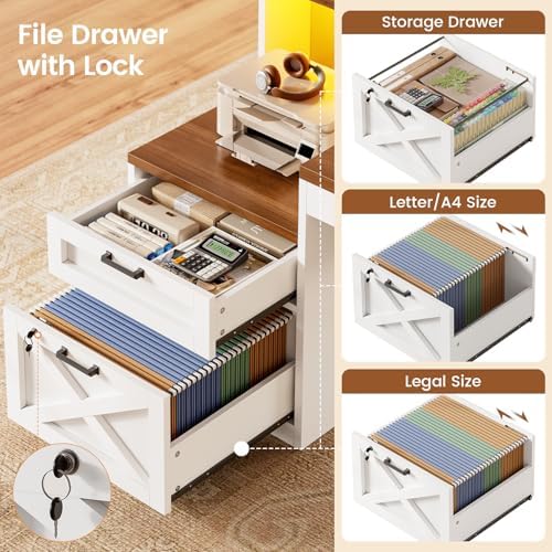 SEDETA 65"x59" L Shaped Desk with Lockable Drawers Storage for Home Office - Image 4