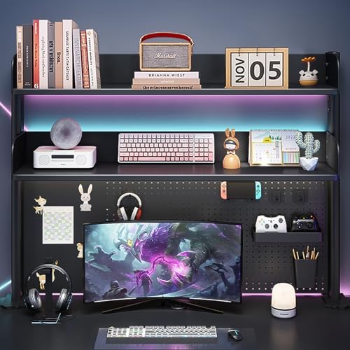 Clamp on Desk Shelf with Pegboard, Desktop Organization Bookshelf - Image 2