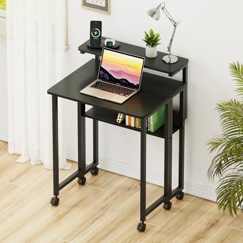 GreenForest Folding Desk with Adjustable Monitor Stand, 24.8 in Small Desk - Image 2