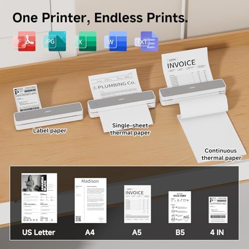 HPRT Portable Printer Wireless for Travel, Inkless Thermal Printer White - Image 2