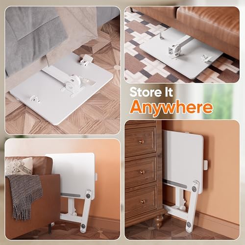 Monomi 25“ Mobile Folding Desk,Pneumatic Sit-Stand Table,No Assembly,White - Image 3