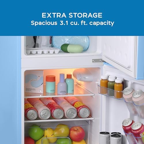 Avanti Mini Fridge with Freezer Retro Design Compact Refrigerator for Home Office or Dorm, Features Dual Doors Removable Shelves Manual Defrost and Mechanical Adjustable Temp Control, 3.1-Cu.Ft, Blue - Image 5