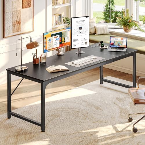 PRAISUN 70 x 24 Inch Computer Desk with Power Outlets & USB-C, Black - Image 2