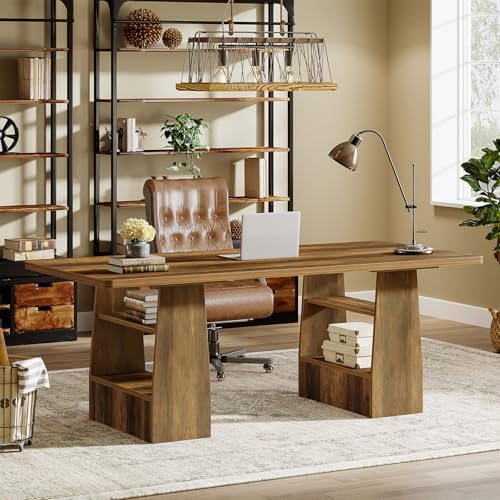 Tribesigns 63 Inch Executive Desk with 4 Storage Shelves - Image 4