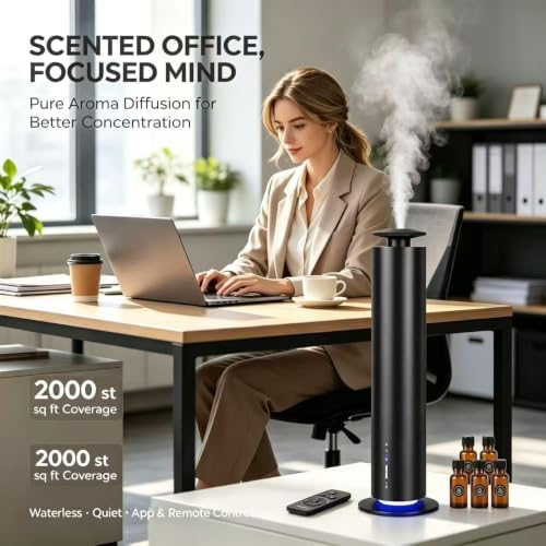 Scent Air Machine for Home & Office, Waterless Diffuser for Essential Oil, Cold Air Scent Diffuser with Bluetooth App Control, 5 Hotel Scents, Quiet & Cordless for Large Rooms, Black - Image 4