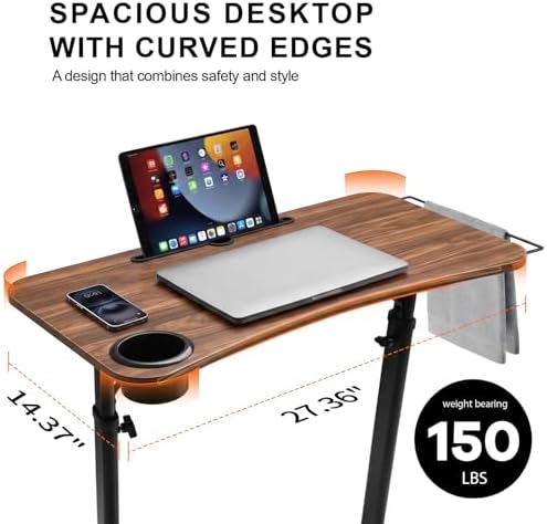 Stepwaver Treadmill Desk, Small Standing Desk for Walking Pad, 30-47 Inch Adjustable Height Walking Pad Stand for Treadmill, Portable Standing Table for Bike - Brown - Image 4