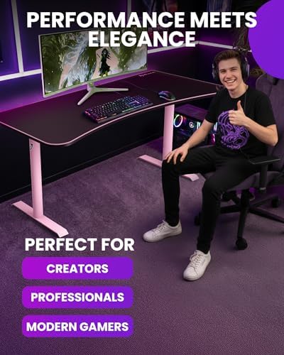Arozzi Arena Ultrawide Curved Gaming Desk Pink - Image 5