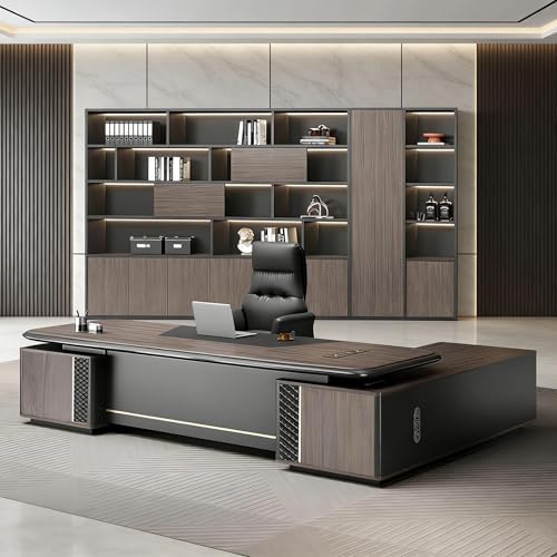 L Shaped Executive Desk with Drawers & Storage, Modern Wood Executive Office Desk Computer Table for Home Office Furniture Setup, Management Workstation for Workplace or Office(H-Left, L2.4M/94IN) by Unknown