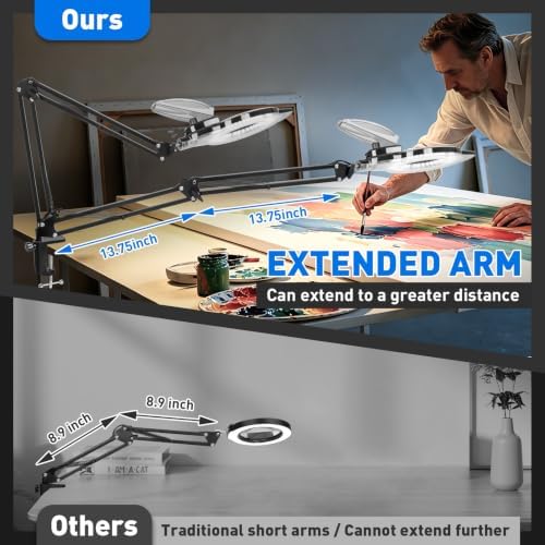 KIRKAS LED Magnifying Lamp with Clamp, 2,200 Lumens Dimmable 28in 12X 30X - Image 7