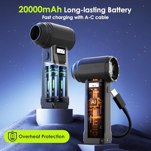 Electric Compressed Air Duster, 300,000RPM Cordless Air Blower for Dust Removal, Duster/Vacuum 2-in-1 with 10 Speeds, 20000mAh Rechargeable & 4 Nozzles Dust Blower for PC, Keyboard, Car, Outdoor - Image 6
