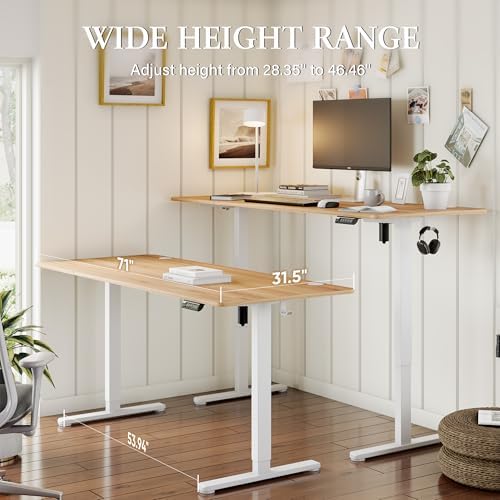 Monomi Large Electric Standing Desk 71“x31.5“ Height Adjustable,Natural - Image 2