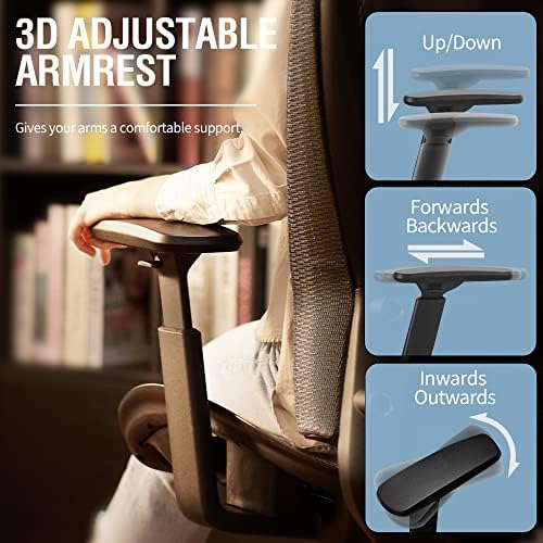 Ergonomic Mesh Office Chair,Comfy Computer Desk Chair - BIFMA 5.1 Certified Commercial Swivel Task Chair for Home Office - Adjustable Lumbar Support & Armrests,Tilt Function,Wide Seat - Image 6