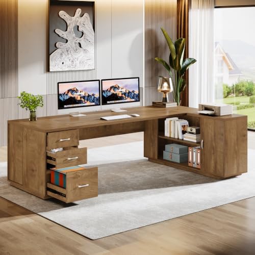 Tribesigns 86" L-Shaped Executive Office Desk, Extra Large Home Office Desk - Image 5
